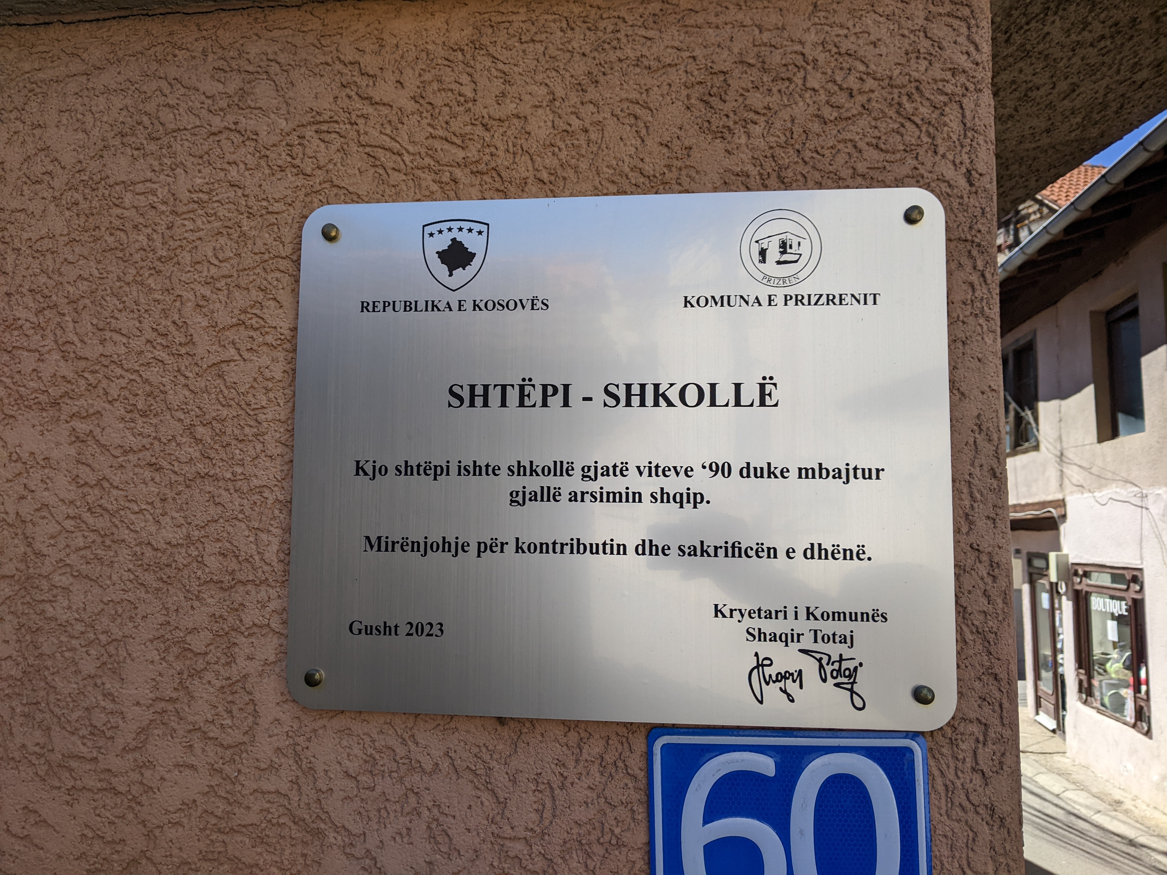 Historic home schooling house and Martyrs Square in Prizren